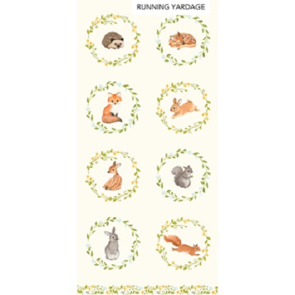 Northcott - Woodland Babes - Animal Picture Circles, Cream