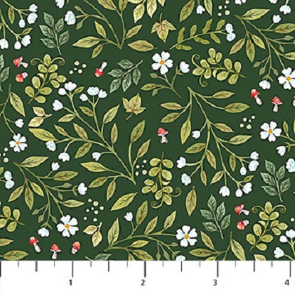 Northcott - Woodland Babes - Foliage, Dark Green