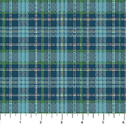 Northcott - Woodland Woolies Flannel - Plaid, Blue