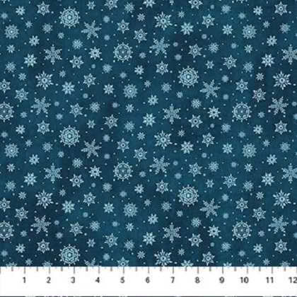 Northcott - Woodland Woolies Flannel - Small Snowflakes, Navy