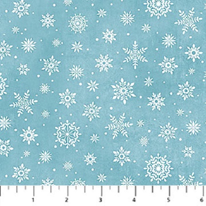 Northcott - Woodland Woolies Flannel - Snowflakes, Blue