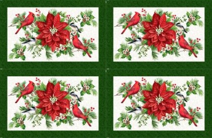 Northcott - Yuletide Traditions - 28' Placemat Panel, White