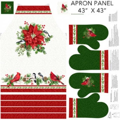 Northcott - Yuletide Traditions - 43' Apron & Mitt Panel, White