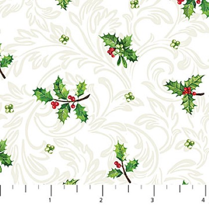 Northcott - Yuletide Traditions - Small Holly Sprig, White