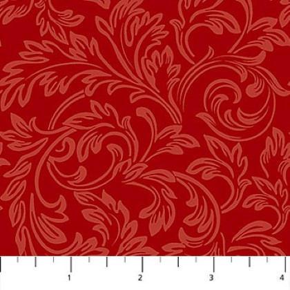 Northcott - Yuletide Traditions - Tonal Scroll, Red