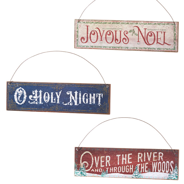 Ornament - Wood Sign, 8' Asst.