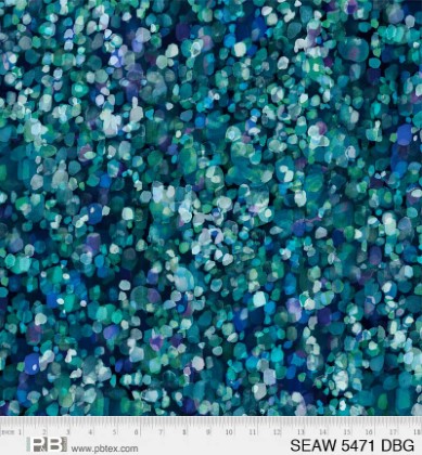 P & B Textiles - 108' Sea Glass - Pebbles, Dark Blue Green