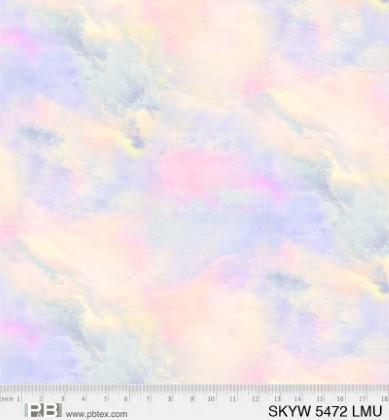 P & B Textiles - 108' Sky - Wispy Clouds, Light Multi