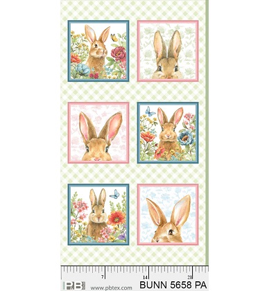 P & B Textiles - Bunnies & Blooms - 24' Bunny Panel, Multi