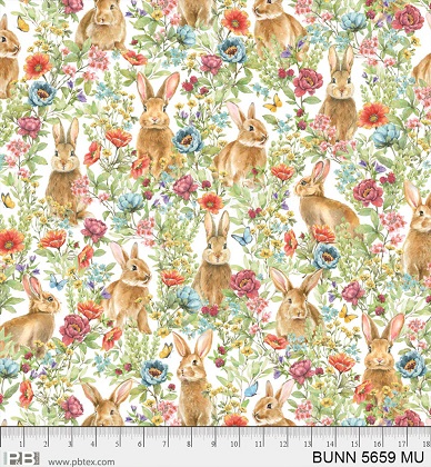 P & B Textiles - Bunnies & Blooms - Bunnies Galore, Multi