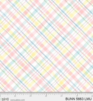 P & B Textiles - Bunnies & Blooms - Diagonal Plaid, Pastel