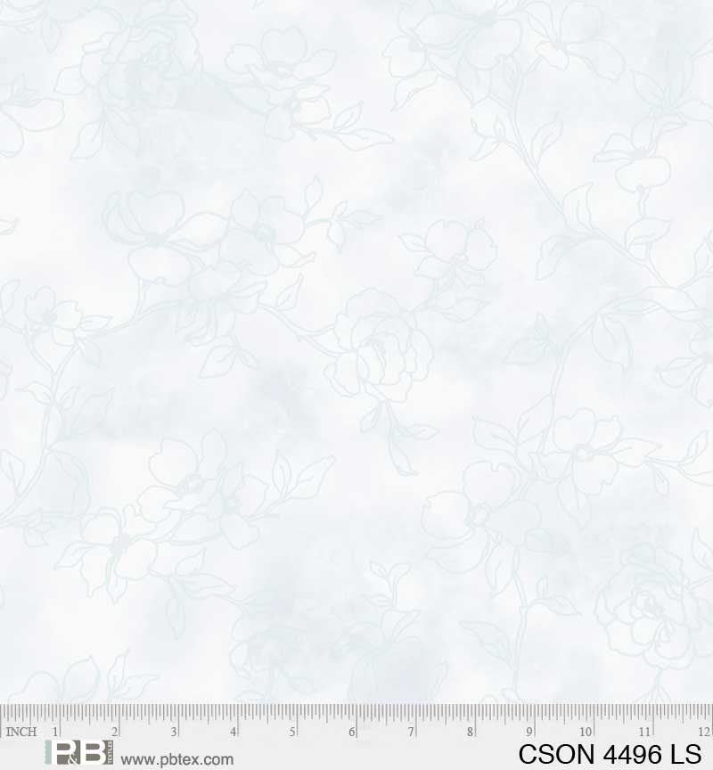 P & B Textiles - Chickadee Songs - Tonal Floral, Light Blue