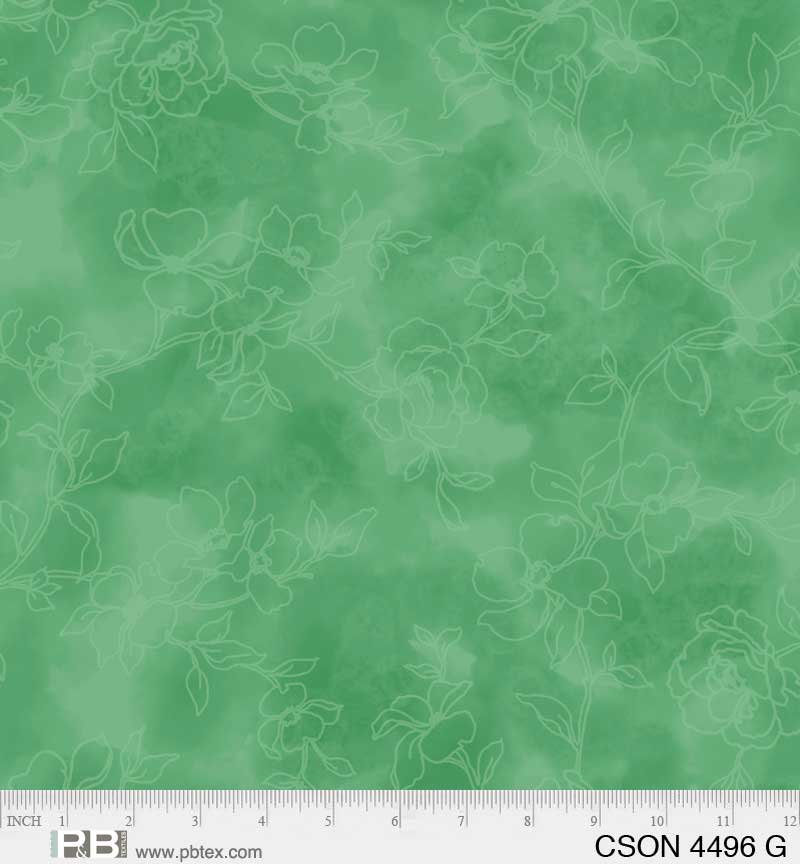 P & B Textiles - Chickadee Songs - Tonal Floral, Light Green