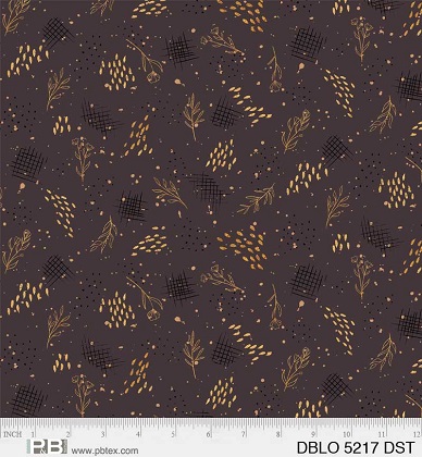 P & B Textiles - Desert Blooms - Gold Specks, Black