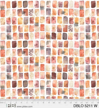 P & B Textiles - Desert Blooms - Peach Rectangles, White