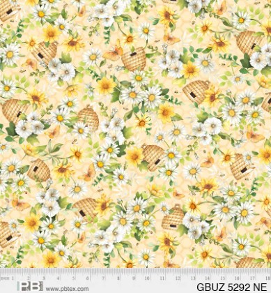 P & B Textiles - Garden Buzz - Beehives & Daisies, Neutral