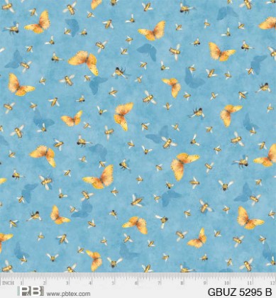 P & B Textiles - Garden Buzz - Butterflies, Blue