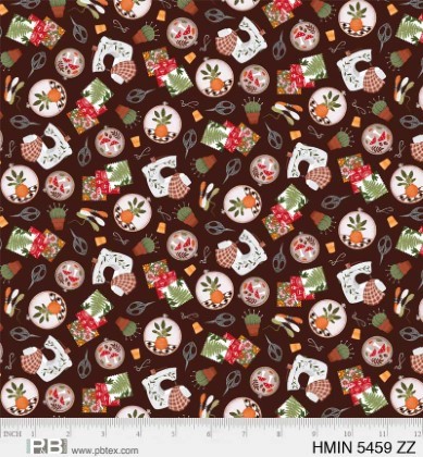 P & B Textiles - Harvest Minis - Sewing Motifs, Dark Brown