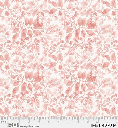 P & B Textiles - Indigo Petals - Vines & Leaves, Pink