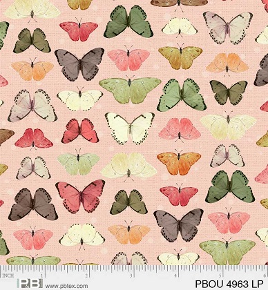 P & B Textiles - Petal Bouquet - Butterflies, Light Pink