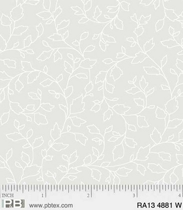 P & B Textiles - Ramblings 13 - Leaf Design, White on White