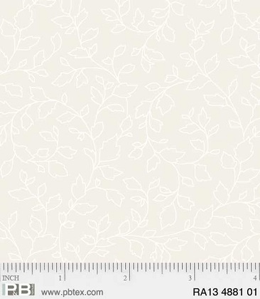 P & B Textiles - Ramblings 13 - Leafy Vines, White on Cream