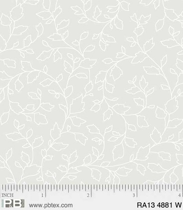 P & B Textiles - Ramblings 13 - Leafy Vines, White on White