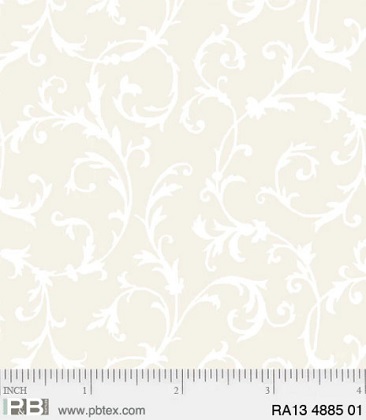 P & B Textiles - Ramblings 13 - Scrolly Vines, White on Cream