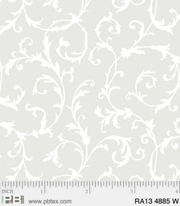 P & B Textiles - Ramblings 13 - Scrolly Vines, White on White