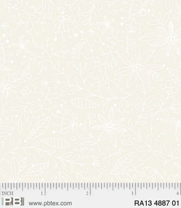 P & B Textiles - Ramblings 13 - Small Florals, White on Cream