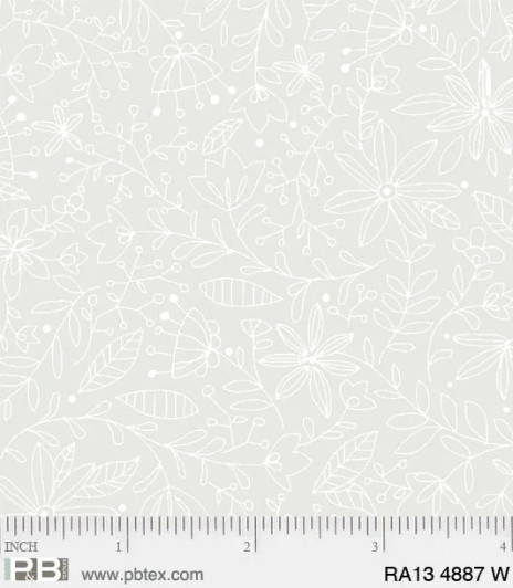 P & B Textiles - Ramblings 13 - Small Florals, White on White