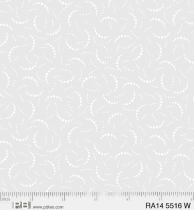 P & B Textiles - Ramblings 14 - Curved Dotty Lines, White on White