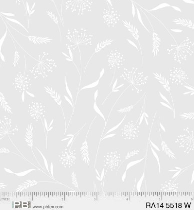 P & B Textiles - Ramblings 14 - Delicate Sprigs, White on White