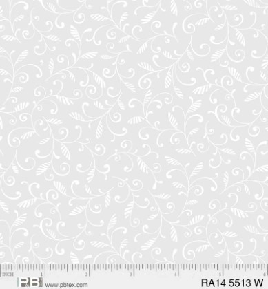 P & B Textiles - Ramblings 14 - Vine Scrolls, White on White