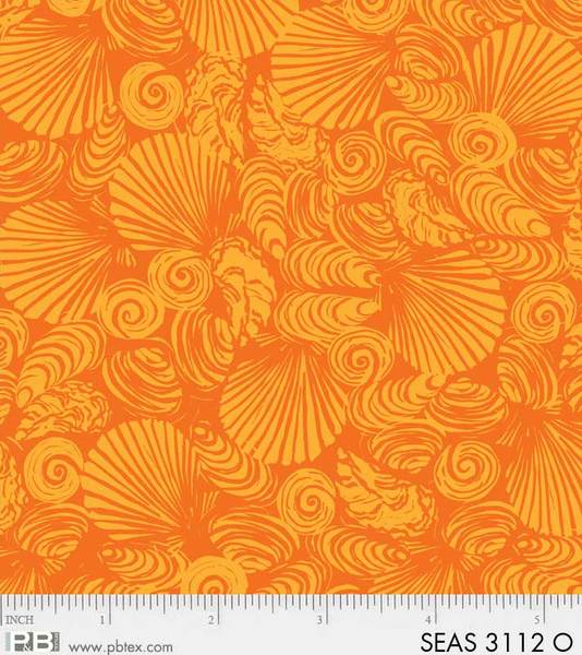 P & B Textiles - Sea Shore Collection - Sea Shells, Orange