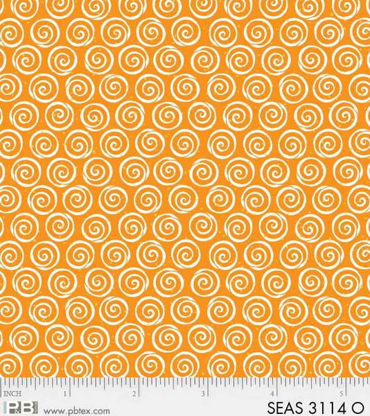 P & B Textiles - Sea Shore Collection - Swirls, Orange