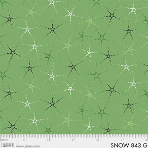 P & B Textiles - Snowmen Meadow - Snowflakes, Green