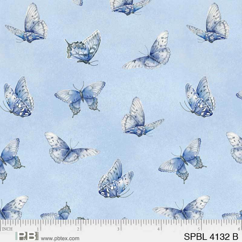 P & B Textiles - Spring Blue - Buterflies, Blue