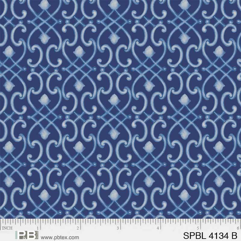 P & B Textiles - Spring Blue - Geo, Dark Blue