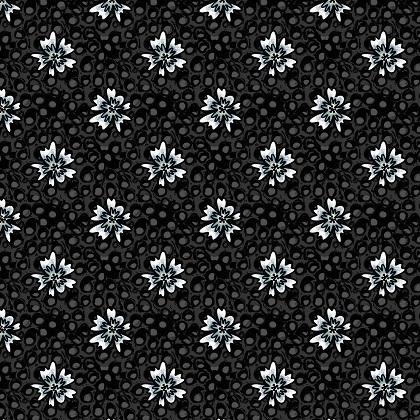 P & B Textiles - Still Life - Set Flowers, Black