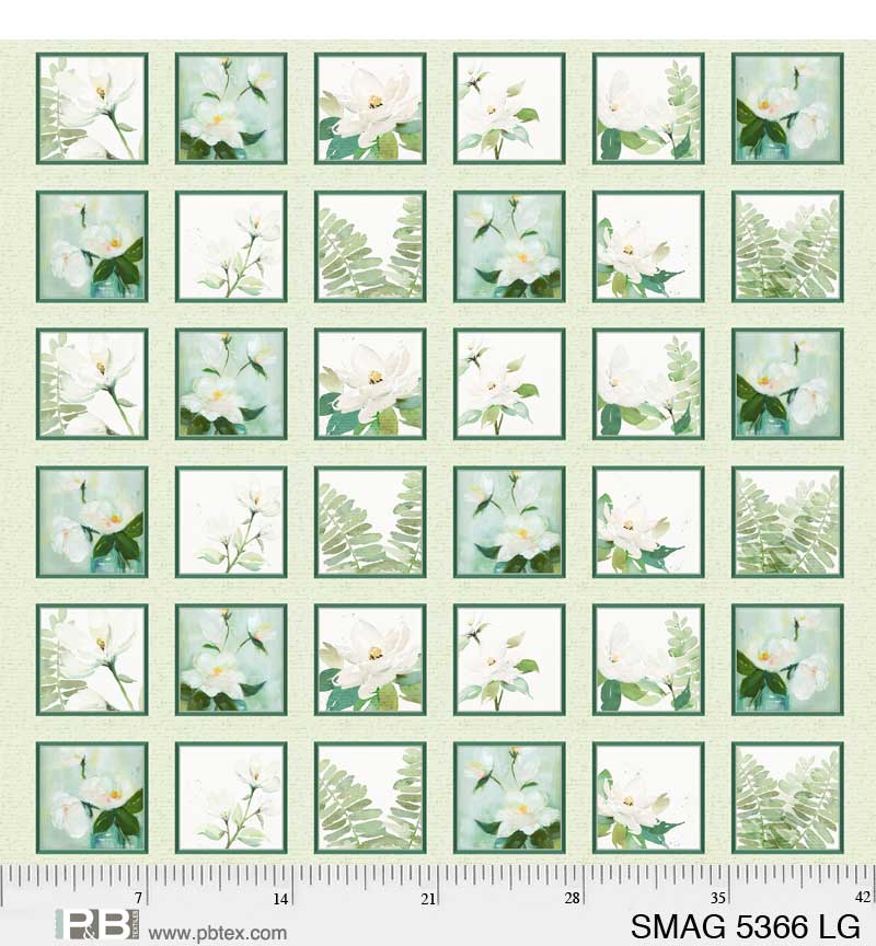 P & B Textiles - Sweet Magnolia - 5 1/2' Blocks, Light Green