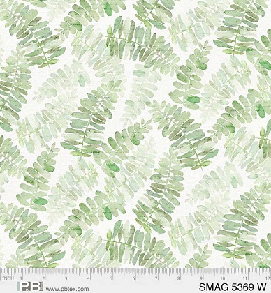 P & B Textiles - Sweet Magnolia - Ferns, White