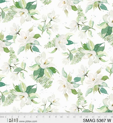 P & B Textiles - Sweet Magnolia - Large Floral, White