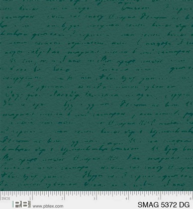 P & B Textiles - Sweet Magnolia - Script, Dark Green