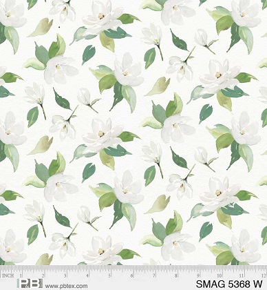 P & B Textiles - Sweet Magnolia - Tossed Floral, White