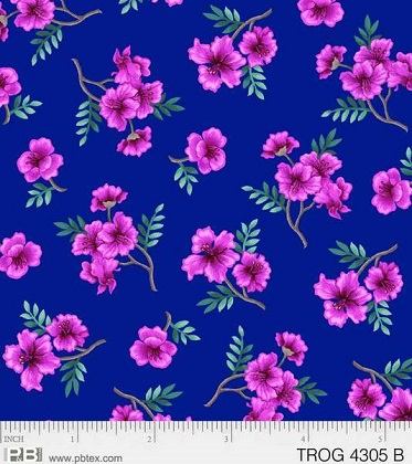 P & B Textiles - Tropic Gardens - Tropical Floral, Blue