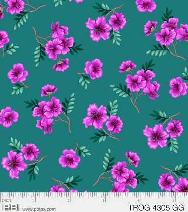 P & B Textiles - Tropic Gardens - Tropical Floral, Teal