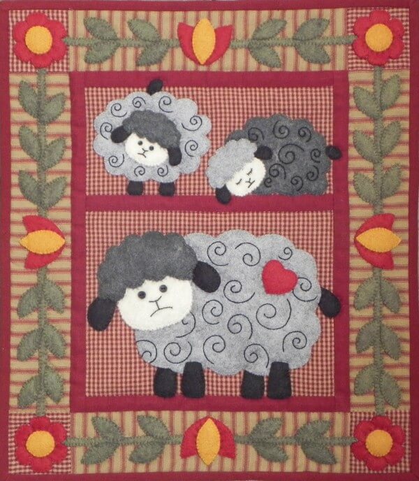 Quilt Wall Hanging Kit - Twin Lambs - Size 13' X 15'