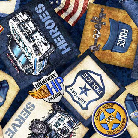 Quilting Treasures - American Heroes: Police - Police Motifs, Navy