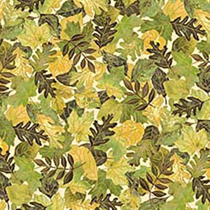 Quilting Treasures - Autumn Forest - Leaves, Cream